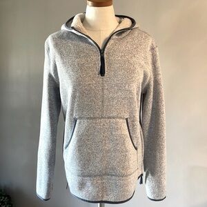 Thread supply women’s relaxed fit 1/4 zip Heather blue hoodie sherpa lining SM